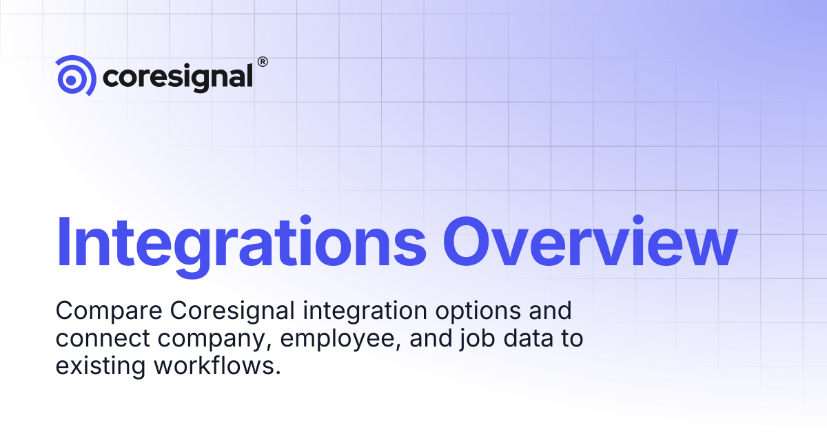 Integrations Overview | Integrations | Coresignal Docs